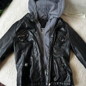hooded leather jacket